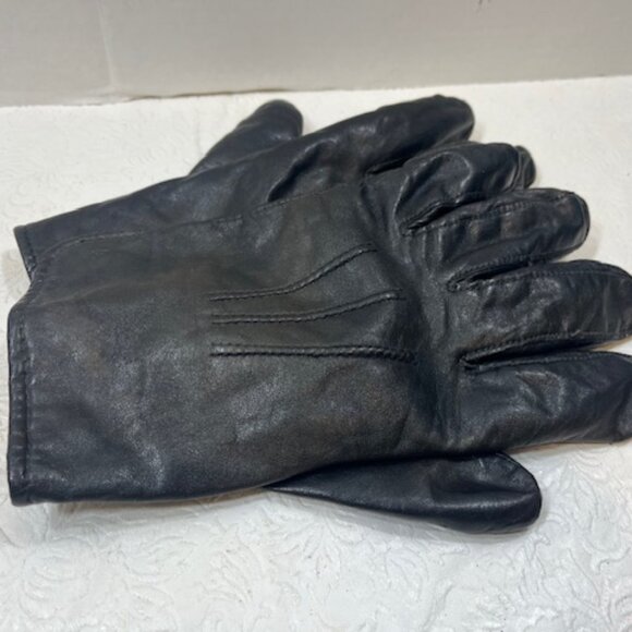 Men's Black Soft Leather Cashmere Lined Winter Gloves Size: Large VGUC - Picture 11 of 15